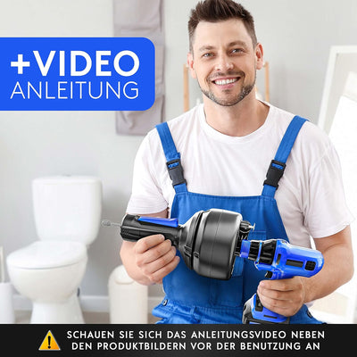Meisterfaktur Rohrreinigungsspirale Pro [5 m] - innovativer Mechanismus - Ideale Abflussspirale für
