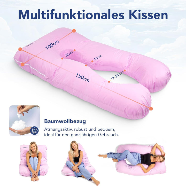 MKS Seitenschläferkissen mit Bezug | Komfortkissen (100 x 150 cm) | Schlafkissen | Seitenschläferkis