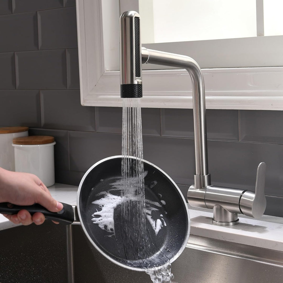 Vorfenster Küchenarmatur Klappbar,4 Wassersprühmodi, Hochdruck Wasserhahn Küche Vorfenster, Vorfenst
