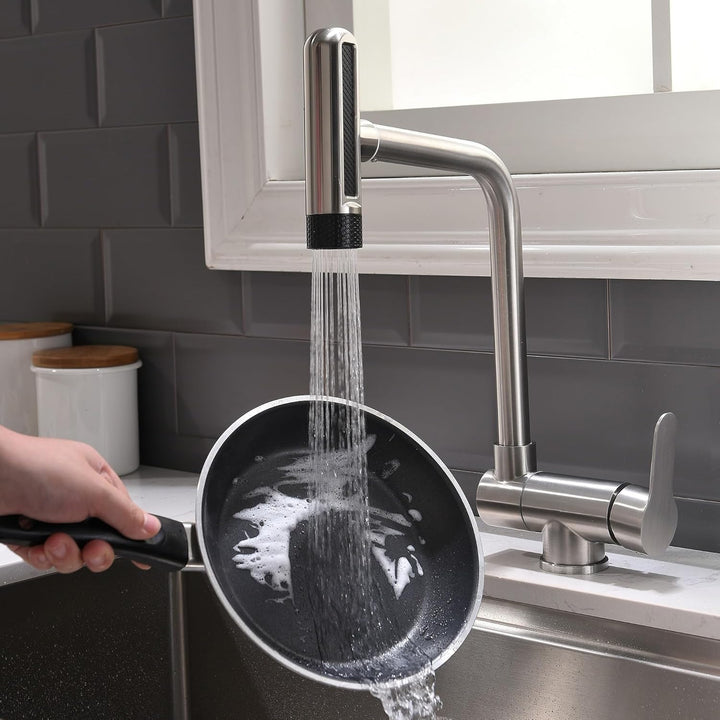 Vorfenster Küchenarmatur Klappbar,4 Wassersprühmodi, Hochdruck Wasserhahn Küche Vorfenster, Vorfenst
