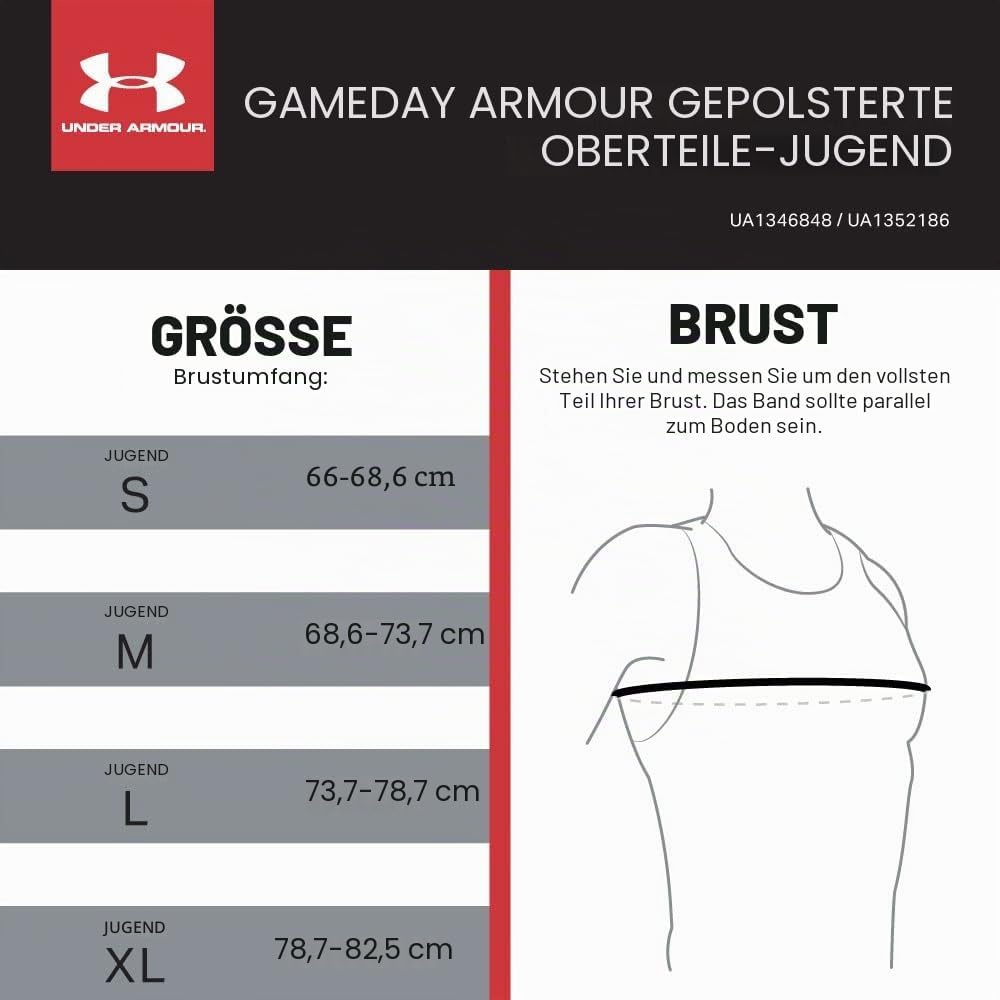 Under Armour Unisex, Teenager UA20420 Gameday Armour Pro 5-Pad Top Youth Youth: M Wt, Youth: M Wt