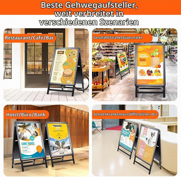DIN A2 Kundenstopper Outdoor, Plakatständer wetterfest, doppelseitiger Aufsteller inklusive Schutzfo