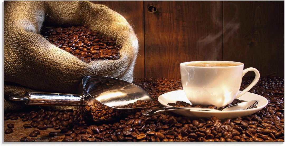 ARTland Glasbilder Wandbild Glas Bild einteilig 60x30 cm Querformat Kaffee Cafe Coffee Cappucino Kaf