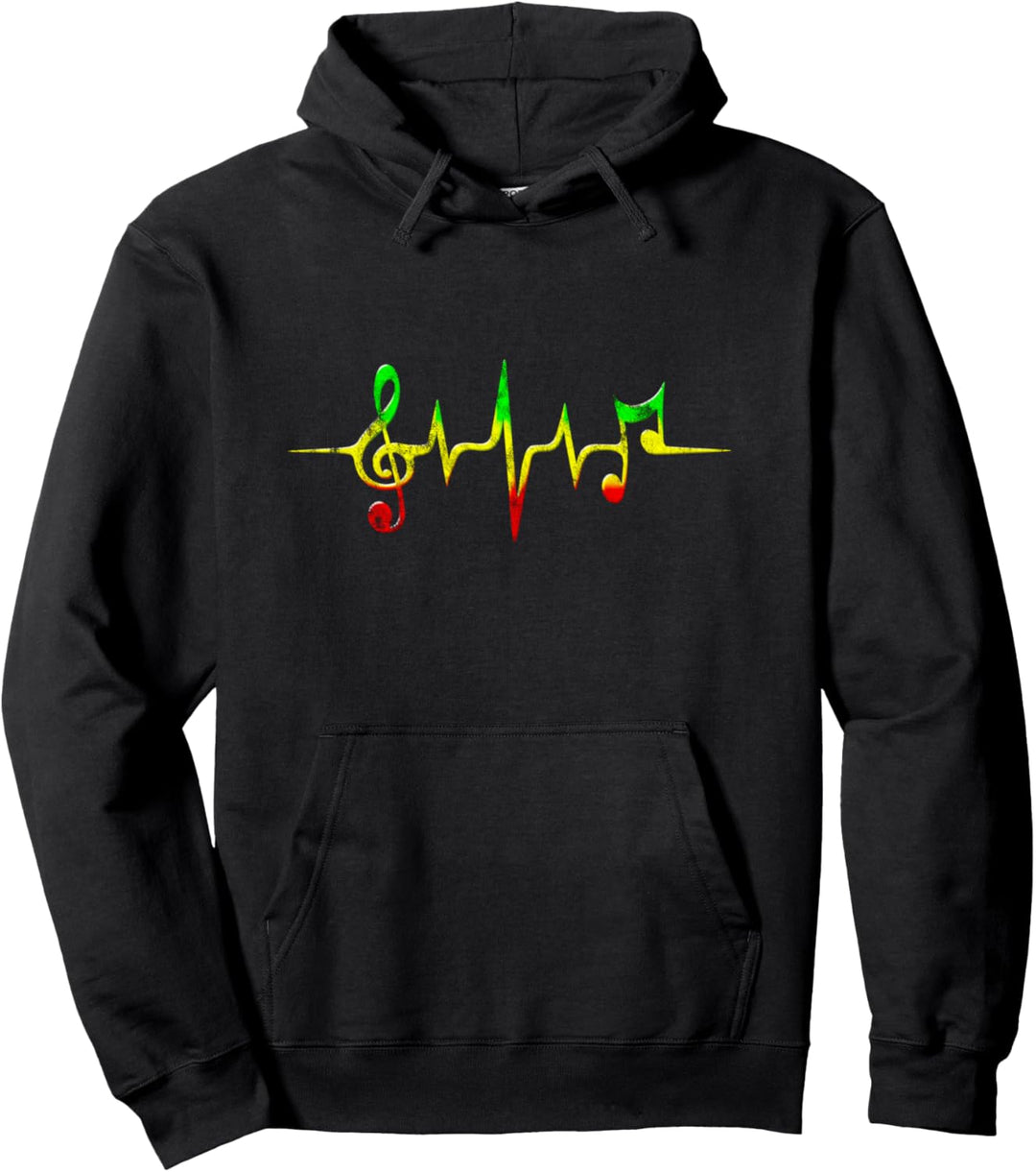 Reggae Herzschlag Puls Frequenz Musik Musiknoten T-shirt Pullover Hoodie