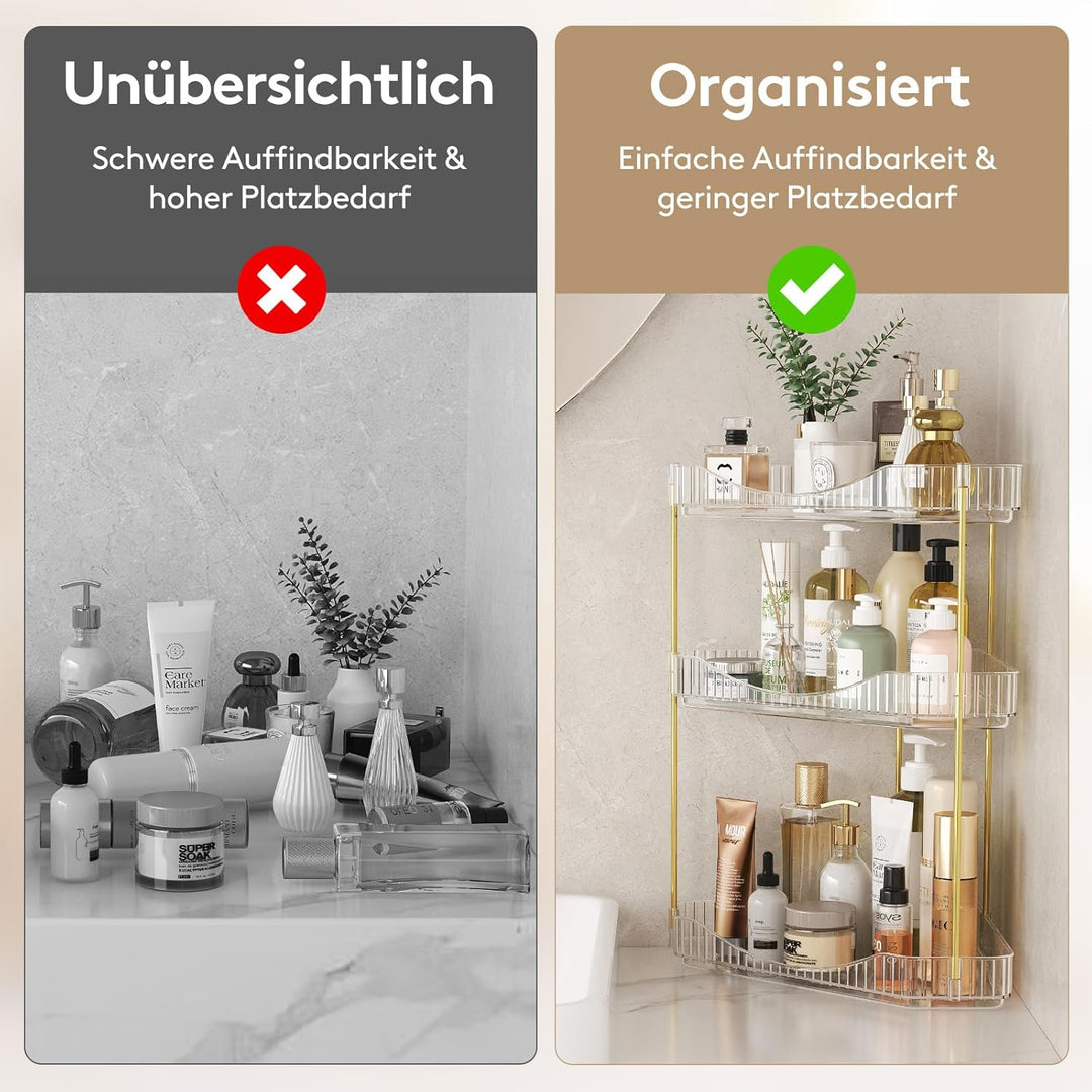 Lifewit Make Up Organizer, 3 Stufen Schminktisch Organizer, Stabil Eck-Mehrzweck-Regal für Parfüm/Ha