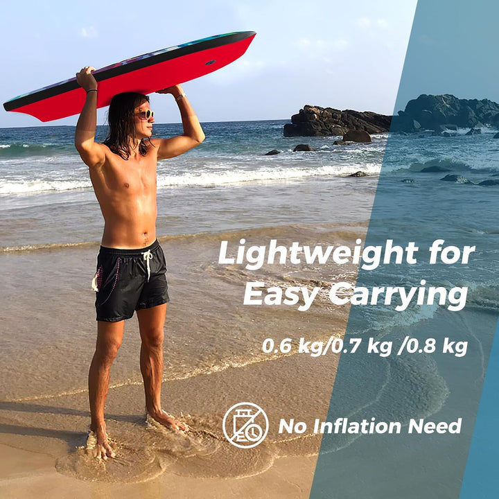 HOMASIS Leichtes Bodyboard, Surfbrett mit EPS-Kern, XPE-Deck, HDPE-Boden & Handgelenk-Leash, Surfboa