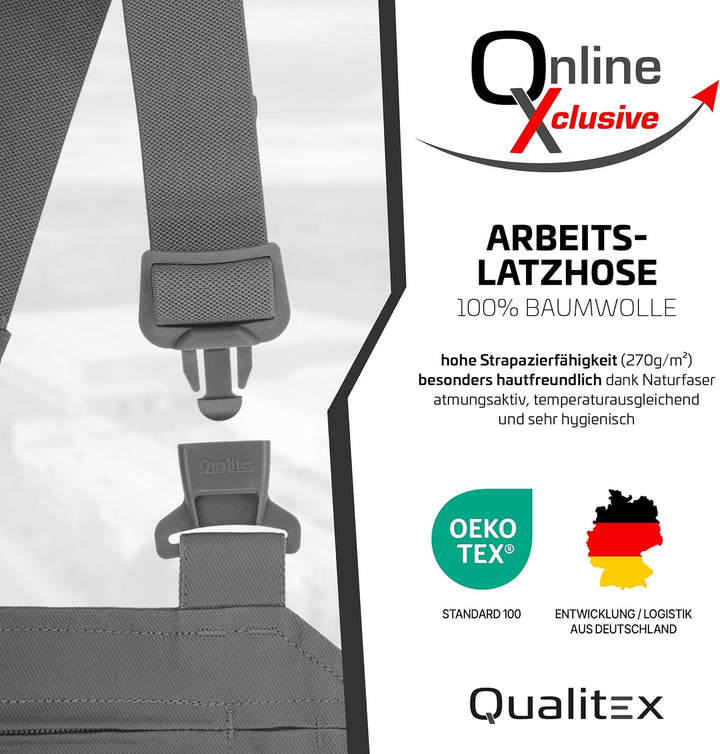 Qualitex Arbeits-Latzhose BW 270 42 Grau, 42 Grau