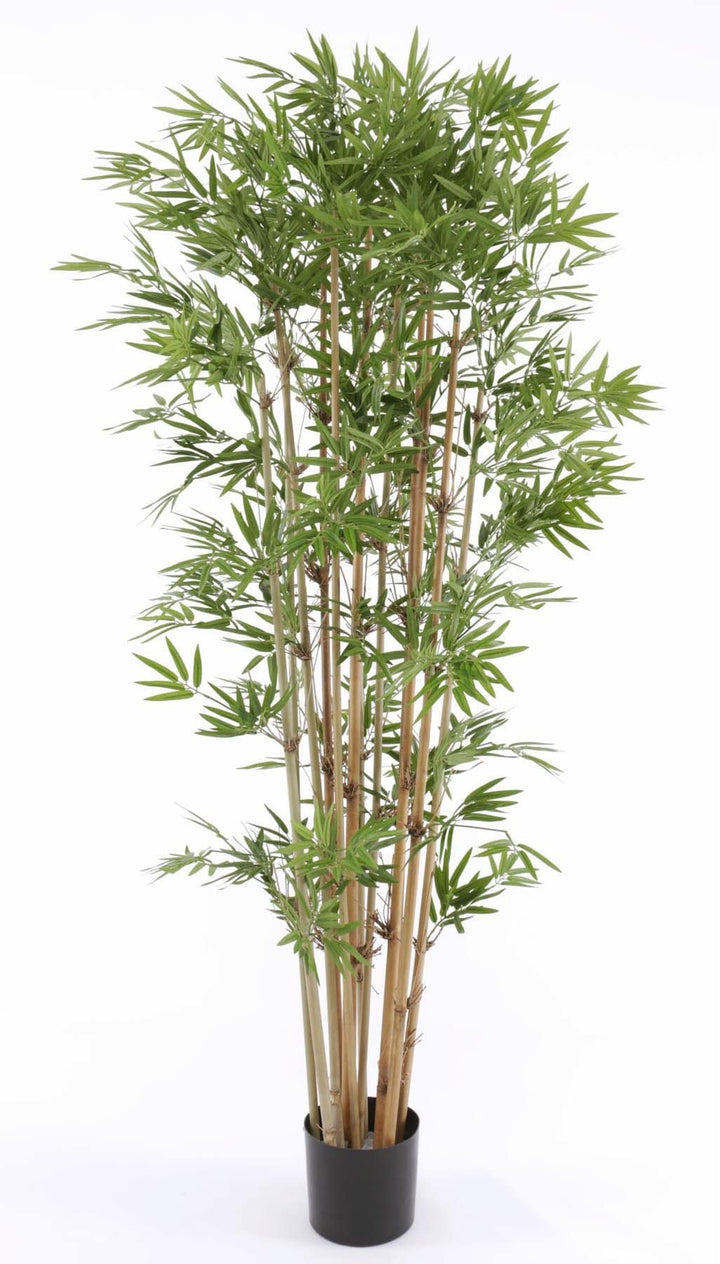 150cm Bambusbaum künstlich mit ca. 1440 textilen Blättern und Naturstämmen - Bambus Kunstbaum mit ec
