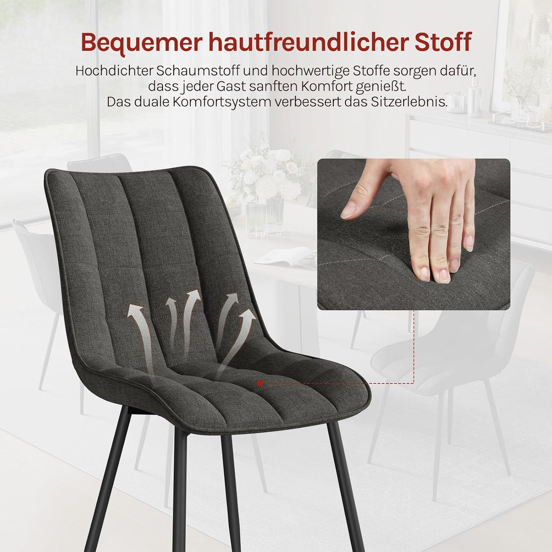 WOLTU Esszimmerstühle 2er Set, für Wohnzimmer Küche Esszimmer, Küchenstühle gepolstert mit Rückenleh