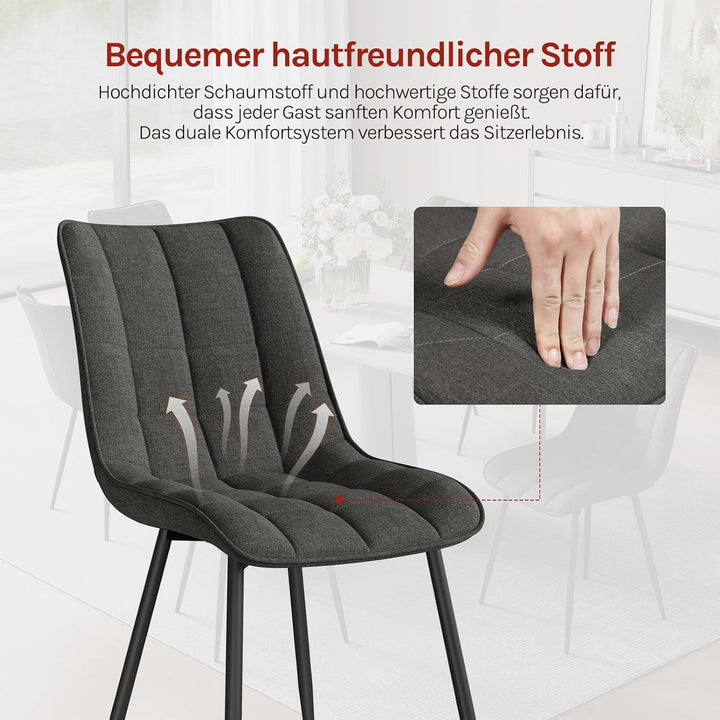 WOLTU Esszimmerstühle 2er Set, für Wohnzimmer Küche Esszimmer, Küchenstühle gepolstert mit Rückenleh