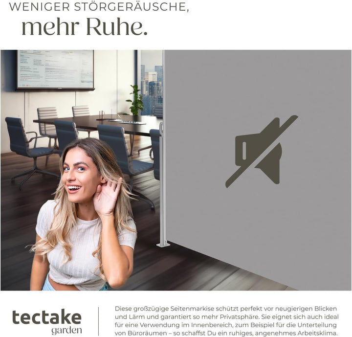 tectake blickdichte Aluminium Seitenmarkise, Wind- und Sichtschutz für Balkon, Garten und Terrasse,