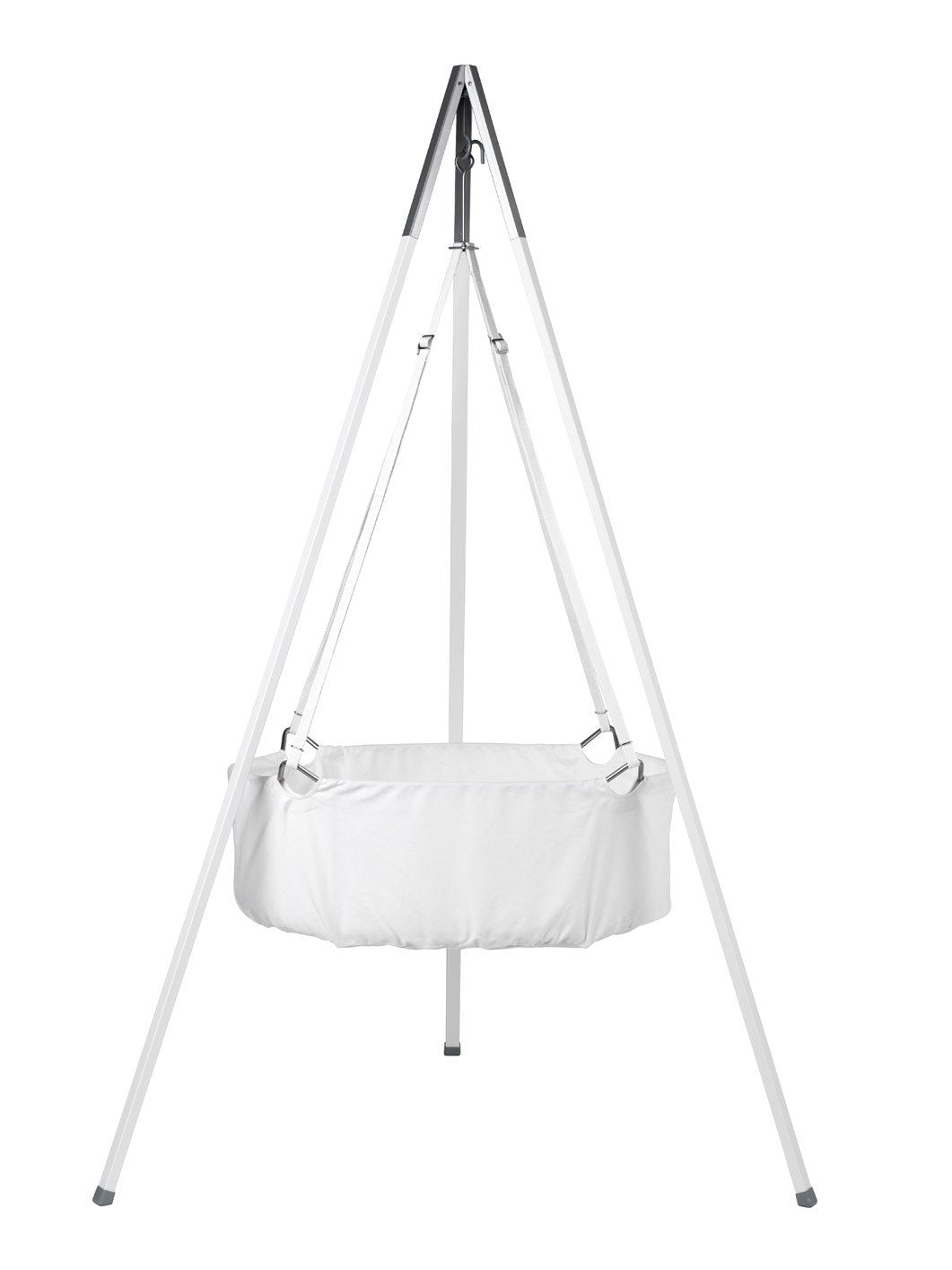 Leander Wiegen-SET - ALL INCLUSIVE - Wiege weiss mit Stativ weiss, Schleier dusty rose, 2 Spannbettt
