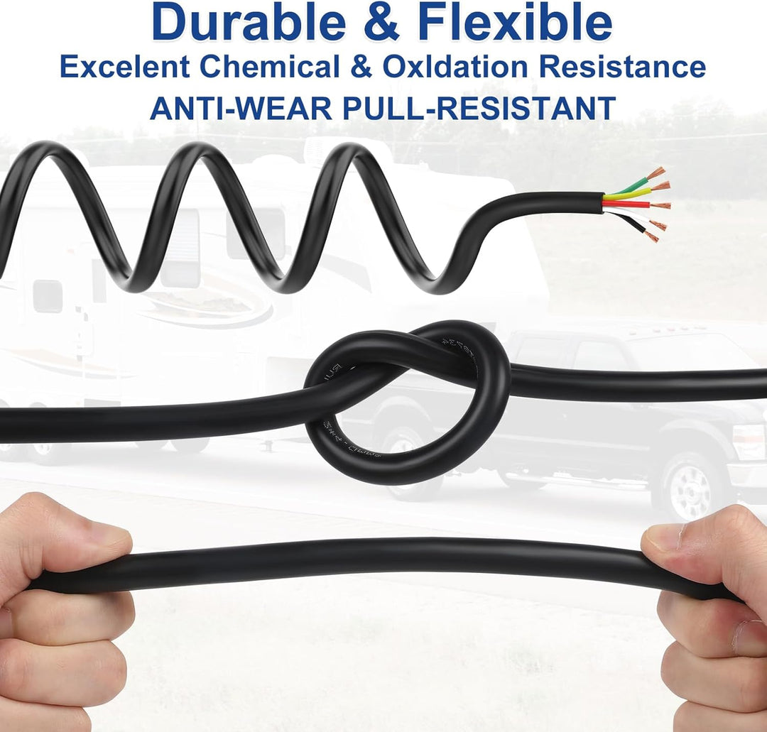 5 Adriges Rund Kabel 12V/24V, 20M 5 Adriges Anhängerkabel LED-Rücklichter Verkabelung Kabel mit Kabe