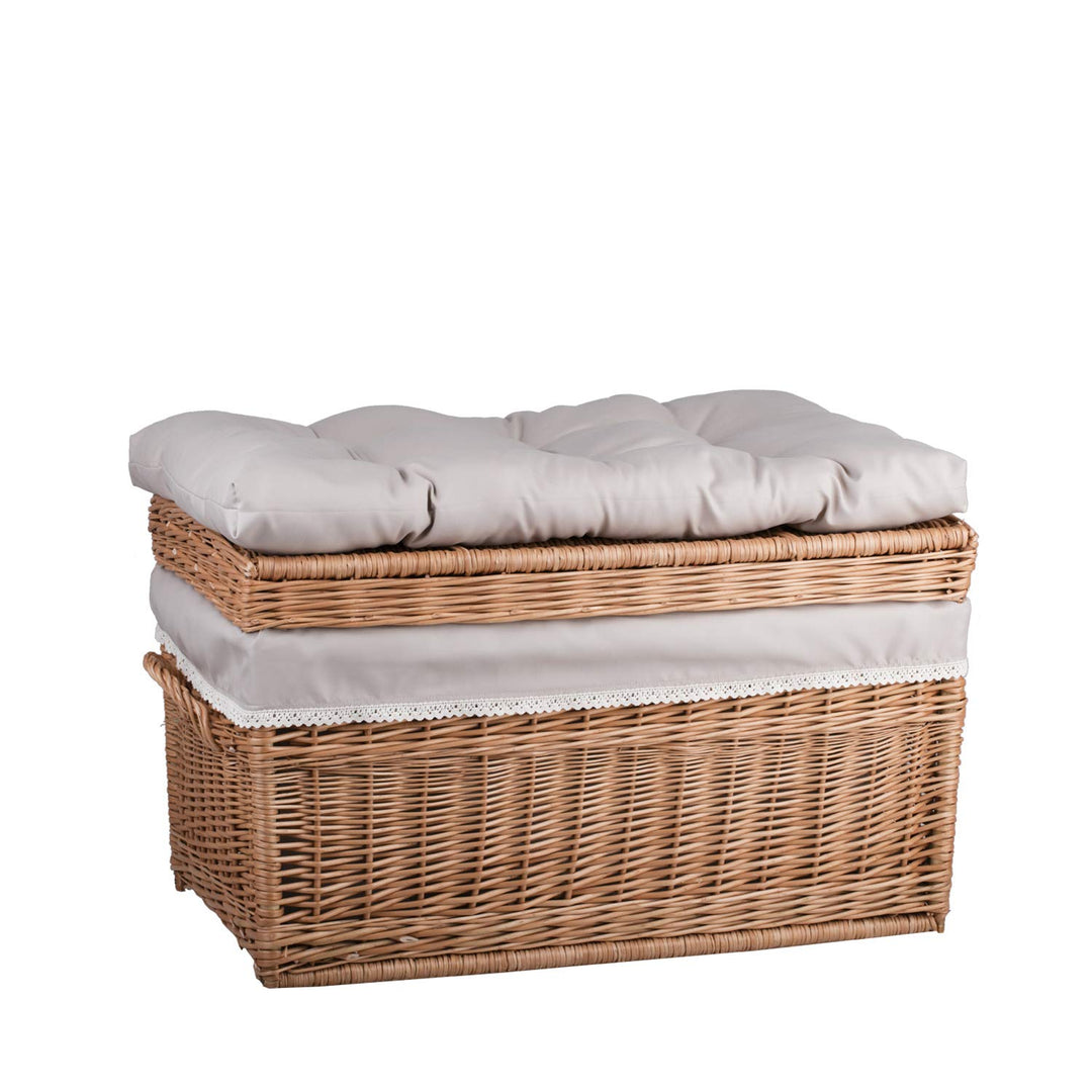 e-wicker24 Wäscheschrank, Truhe für Wäsche, Wäschekorb, Wäschepuff aus Weide, Spielzeugkorb aus Weid
