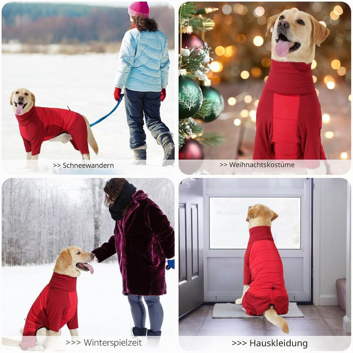 Dotoner Winter Hundemantel mit Beinen, Elastischer Hundejacke Hund-Overall Fleecefutter Warm, Winddi