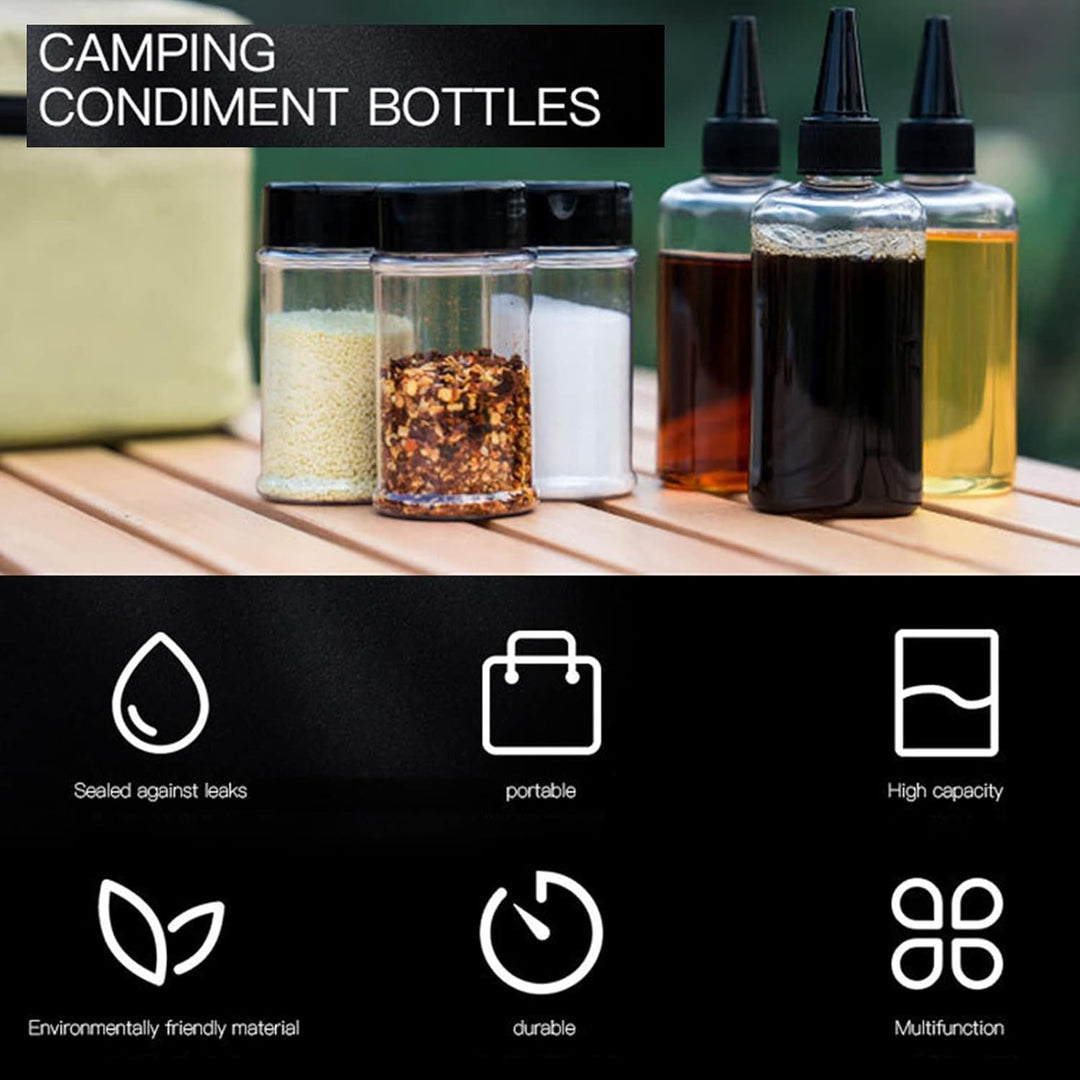 Holzsammlung 6 Stück Gewürzgläser Set Portable kleiner Salzstreuer BBQ Gewürzflasche Set Transparent