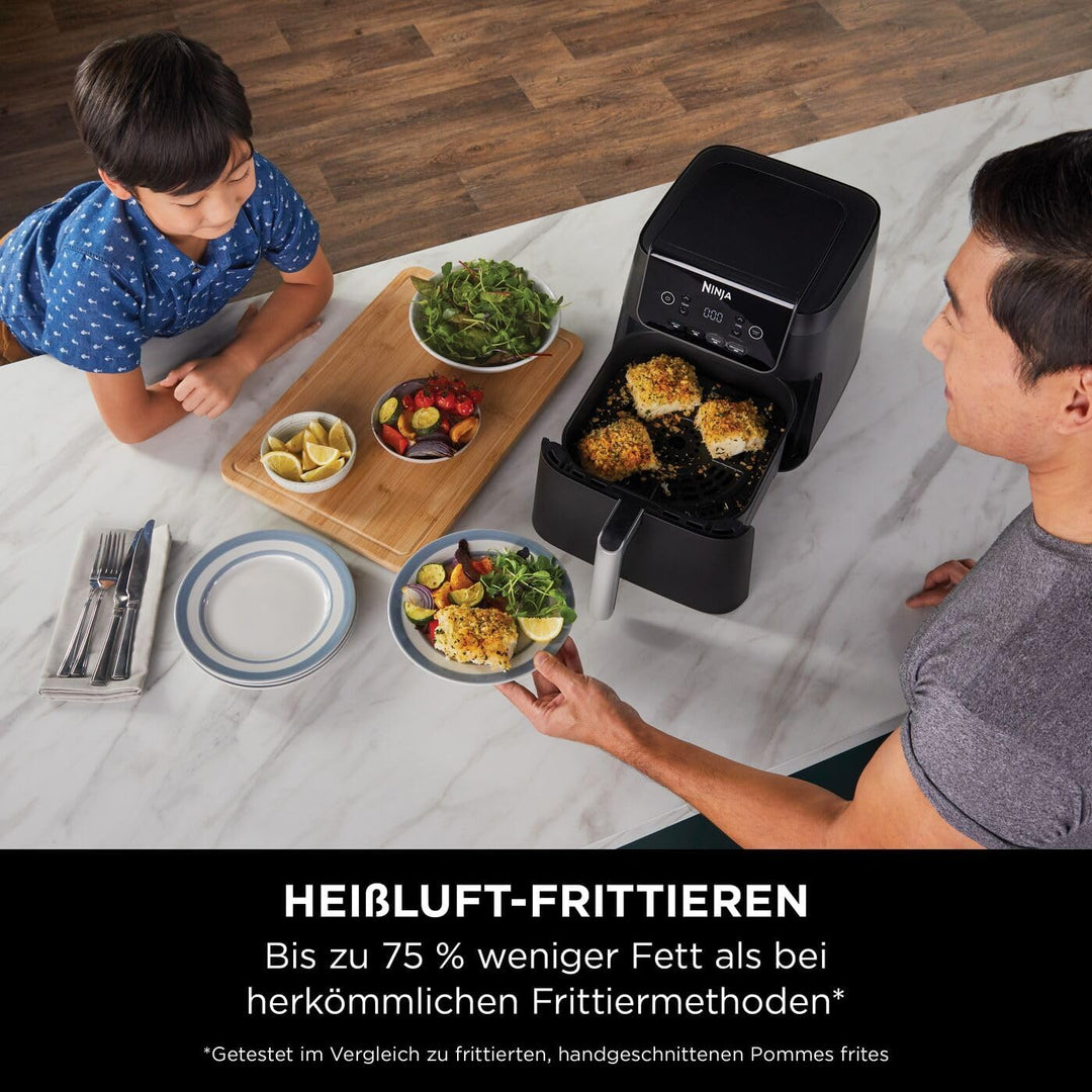 Ninja Heissluftfritteuse, 6,2 l, ohne Öl, grosse quadratische Schublade, Braten, Heissluftfrittieren
