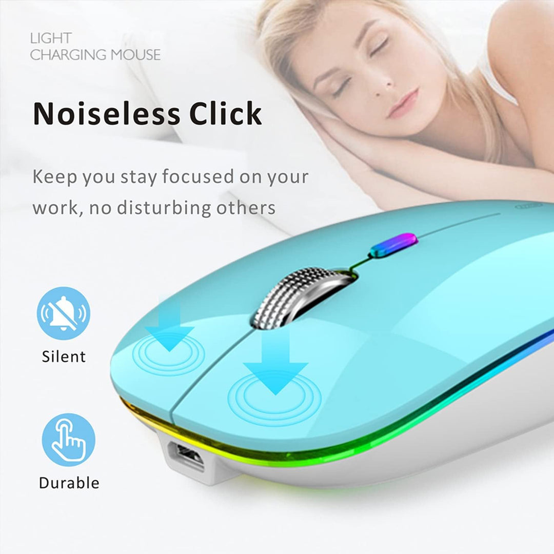 Uiosmuph G12 Maus Kabellos, Leise Wiederaufladbar Wireless Mouse,Blau Blue, Blue