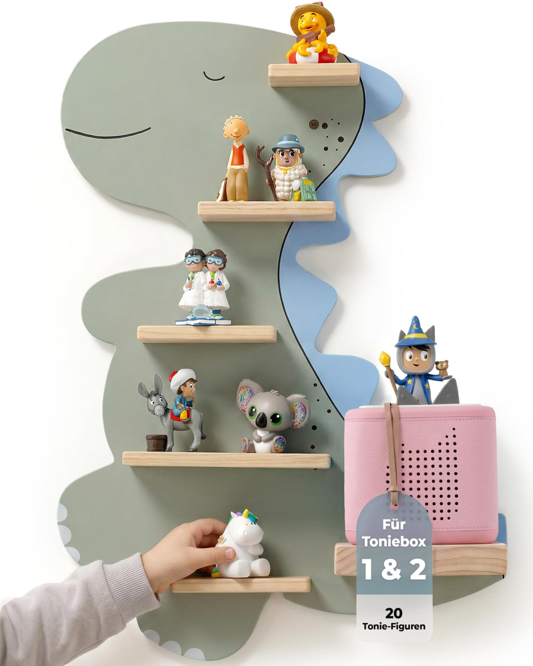 Little Goldie® Tonie Regal - für Tonie Figuren (magnetisch) und Box - Dino Motiv für Jungen und Mädc