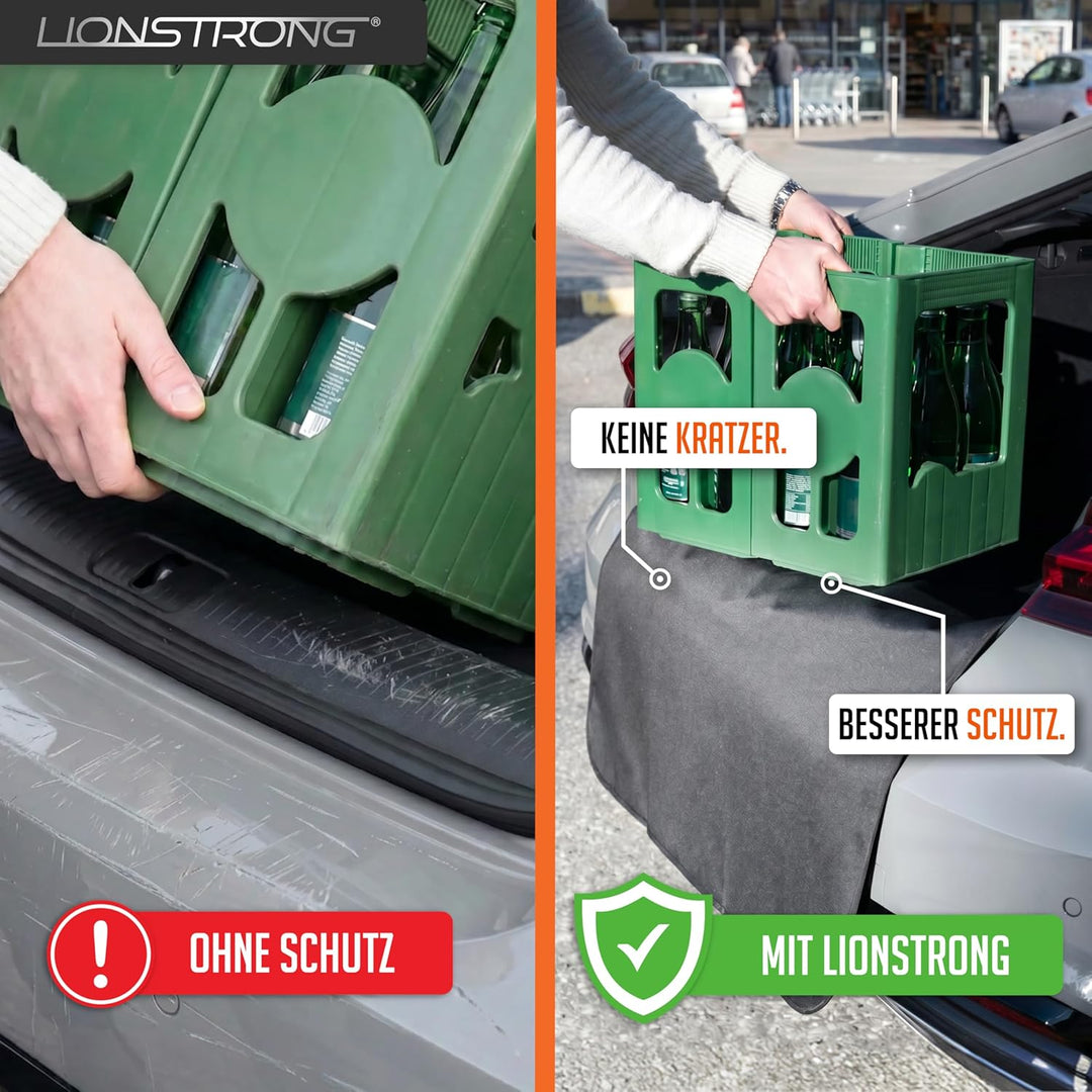 LIONSTRONG® Ladekantenschutz Kofferraum [GEPOLSTERT & WASSERDICHT] – Universelle Schutzmatte geeigne