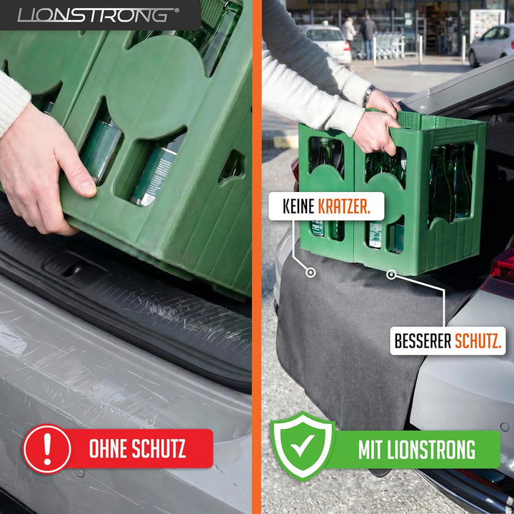LIONSTRONG® Ladekantenschutz Kofferraum [GEPOLSTERT & WASSERDICHT] – Universelle Schutzmatte geeigne