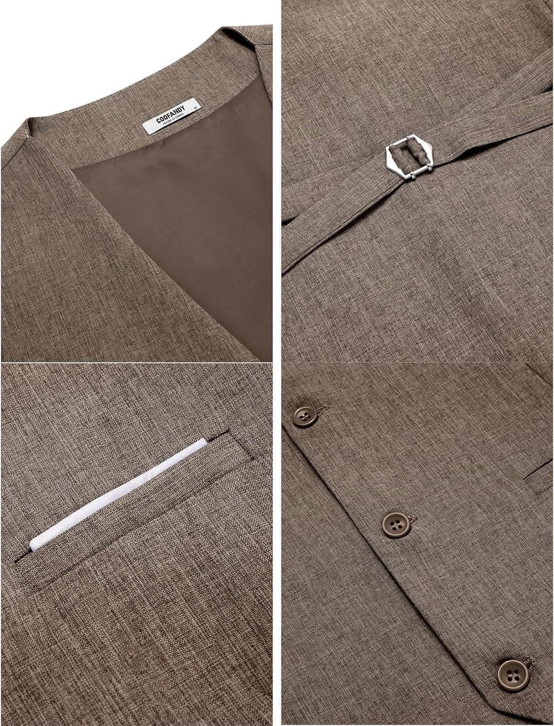 COOFANDY Weste Herren Anzug mit Taschen Anzugweste Gilet Casual Hochzeitsweste V-Ausschnitt Business