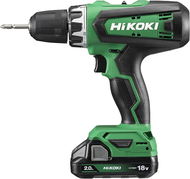HiKOKI Akkuschrauber DS18DF (Li-Ion, 18 V, 2 Gang, 53 Nm, LED-Licht, Koffer, inkl. 2 x 2.0 Ah Akku u