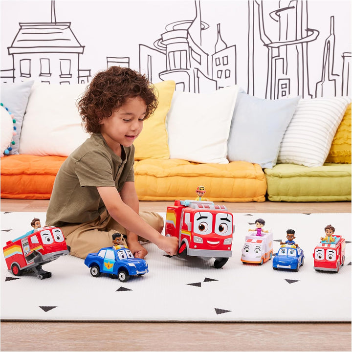 Disney Junior Firebuds, BO and Flash Feuerwehrauto Spielzeugfahrzeug mit Rückzugfunktion und Wheelie