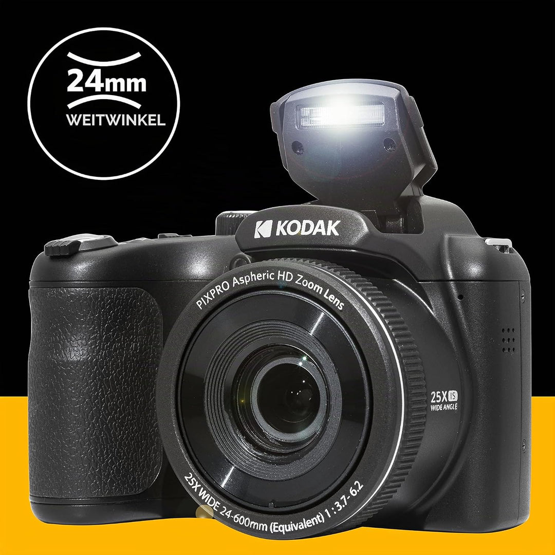KODAK PIXPRO Astro Zoom AZ255-BK 16MP Digitalkamera mit 25-fachem optischen Zoom, 24 mm Weitwinkel,