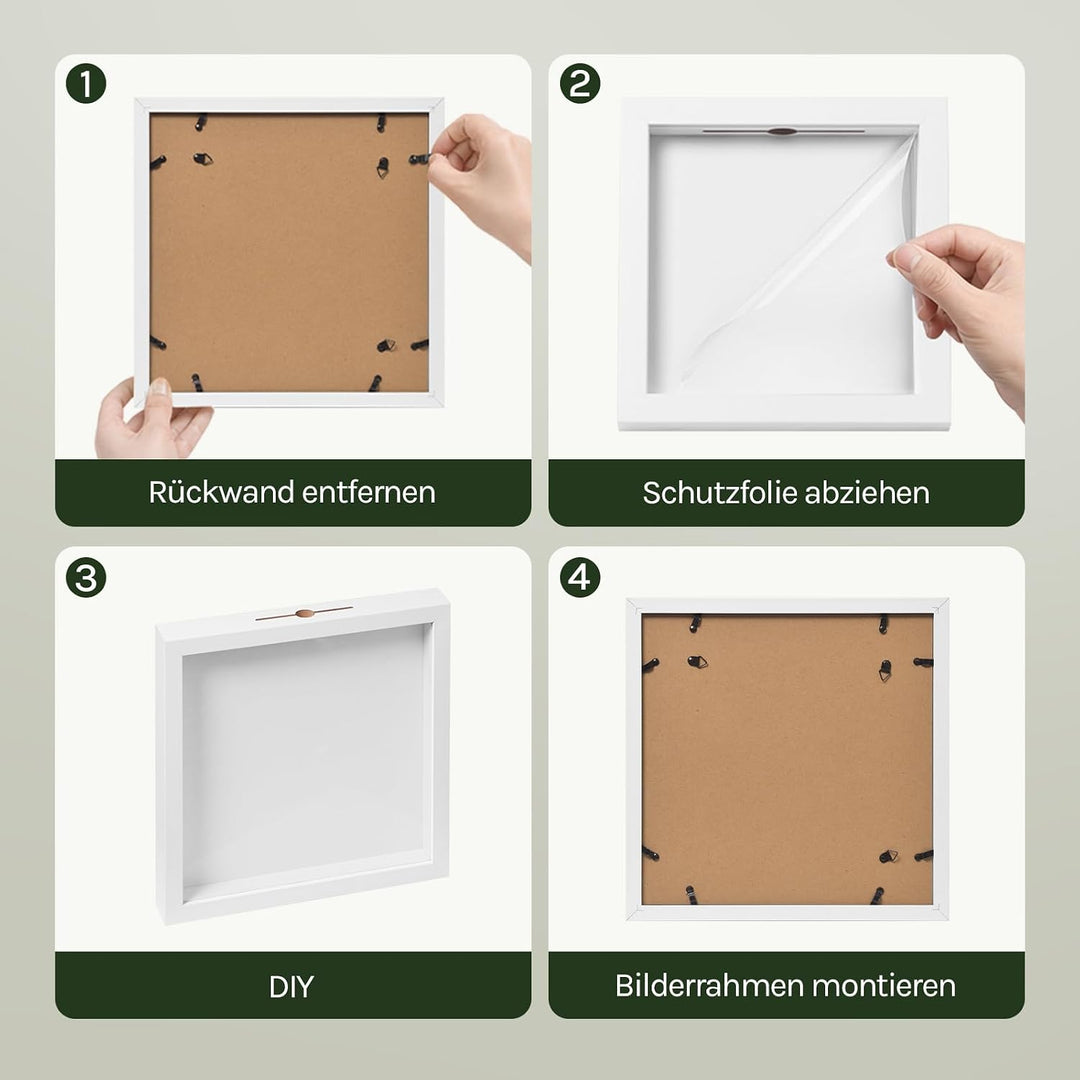 EUGAD 3D Bilderrahmen zum Befüllen, 2er Objektrahmen Spardose, Bilderrahmen 33x33 cm, tiefer Rahmen