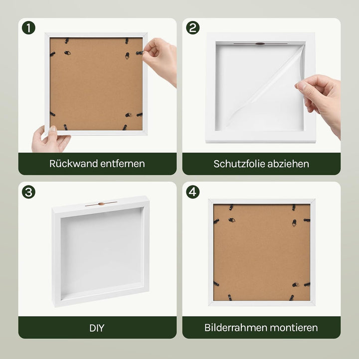 EUGAD 3D Bilderrahmen zum Befüllen, 2er Objektrahmen Spardose, Bilderrahmen 33x33 cm, tiefer Rahmen