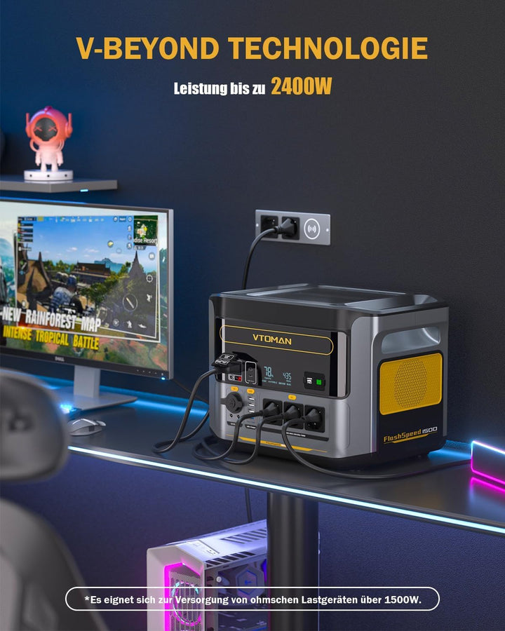 VTOMAN FlashSpeed 1500 Tragbare Powerstation 1548Wh - LiFePO4 Batterie Betriebener Solar Generator m