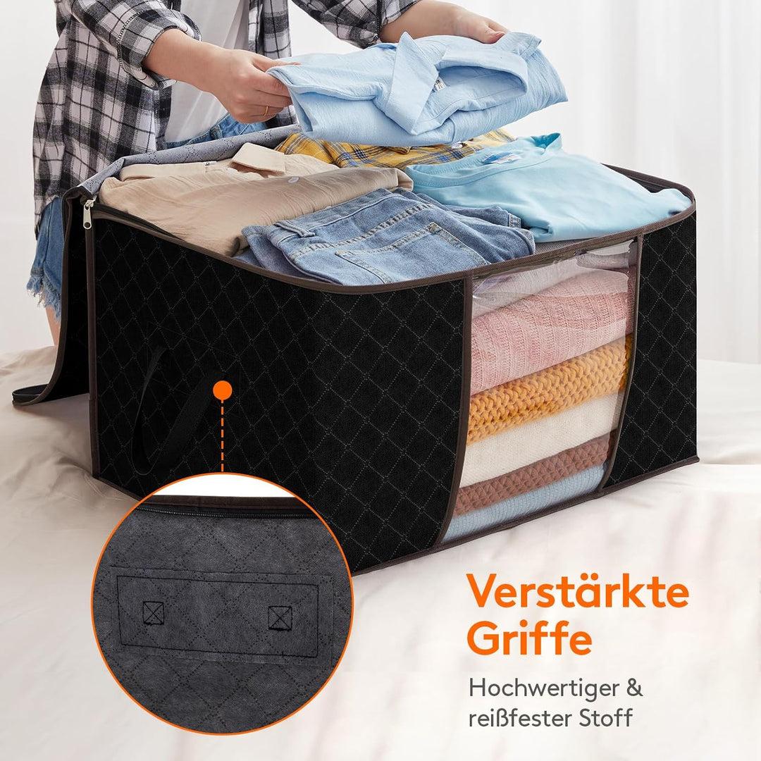 Lifewit 4 Stück Gross Aufbewahrungsbox mit Deckel, Aufbewahrungstasche für Bettdecken Kleidung Aufbe