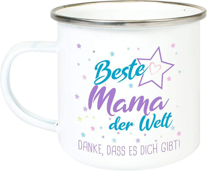 ShirtInStyle, Emaillen Tassenset beste Mama, bester Papa der Welt, danke das es dich gibt! Farbe wei