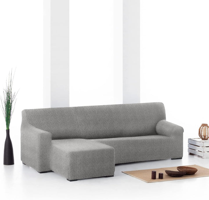 Bezug für Chaiselongue, L-Form, anpassbarer Stoff, kurzer Arm, links, Farbe 06 Grau 06 - Grau Brazo