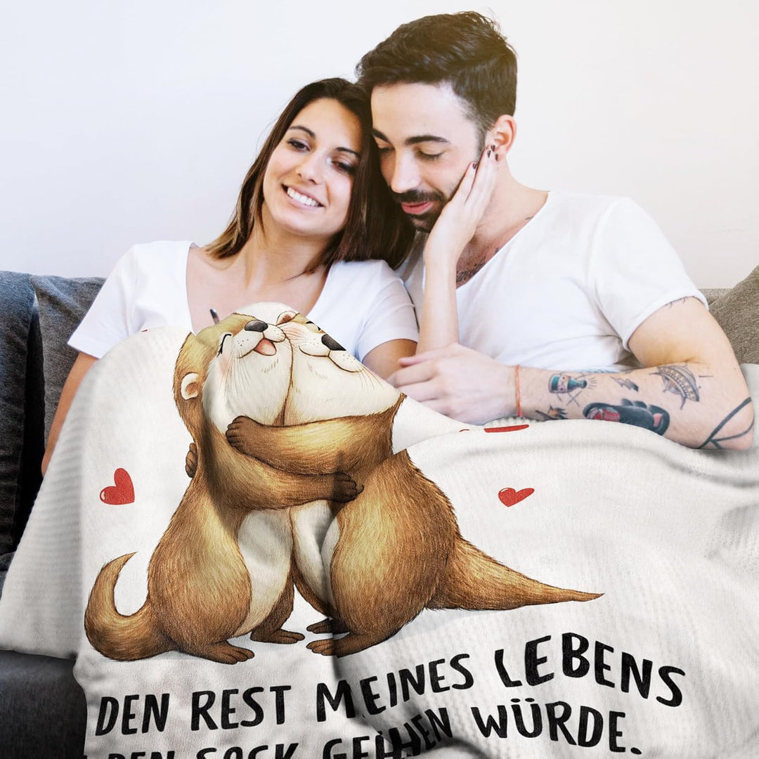 Jahrestag Geschenk für Ihn Sie, Ich Liebe Dich Geschenke für Frauen Männer, Süsse Otter Kuscheldecke