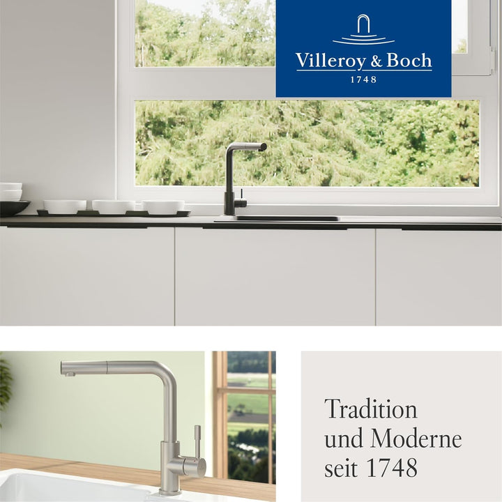Villeroy & Boch Steel Shower | Hochdruck | Einhand-Küchenarmatur mit herausziehbarer Handbrause | An