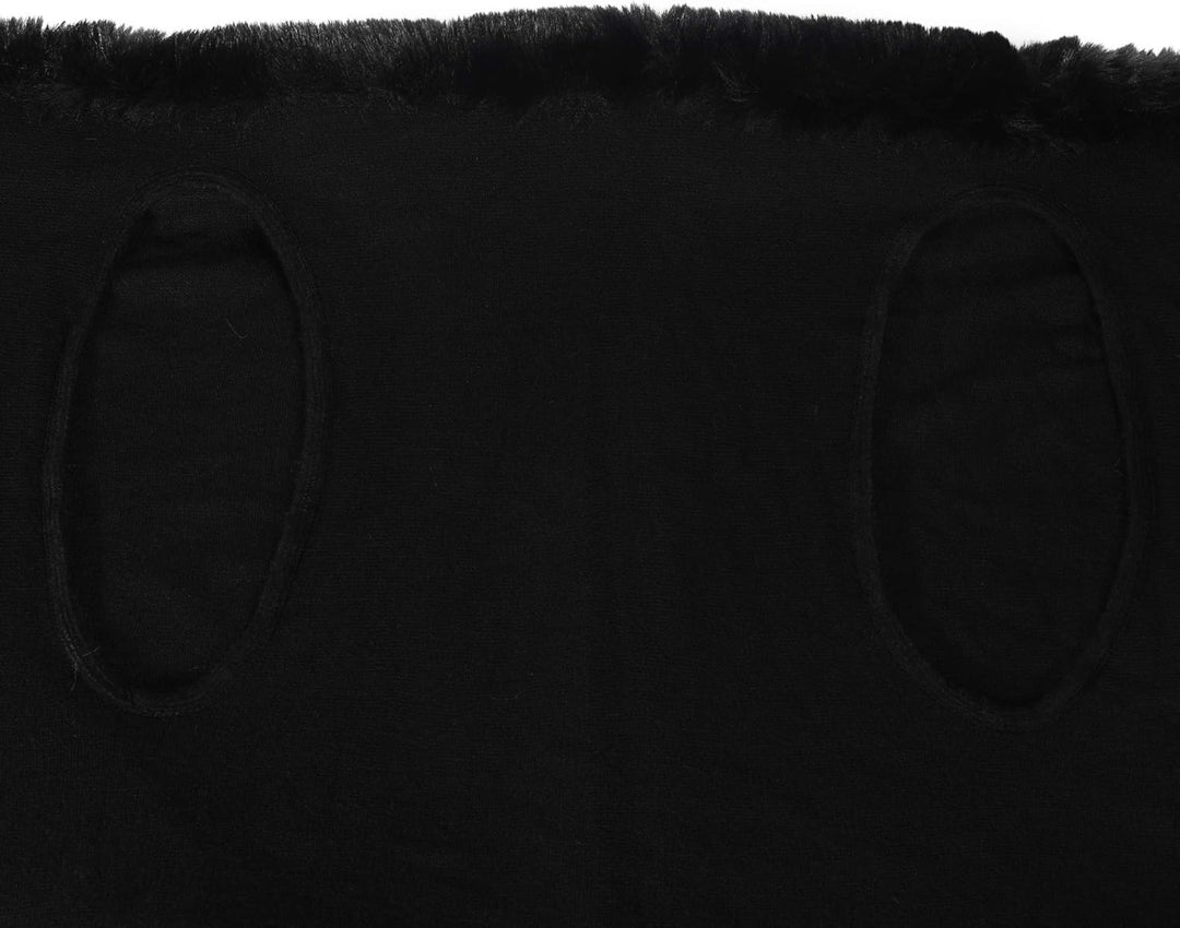 ZLYC Damen Winter Kunstpelz Poncho Strick Schal Stola Warm Cape Cardigan Normales Schwarz, Normales