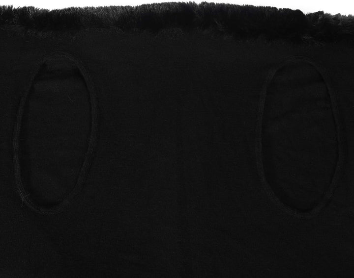 ZLYC Damen Winter Kunstpelz Poncho Strick Schal Stola Warm Cape Cardigan Normales Schwarz, Normales