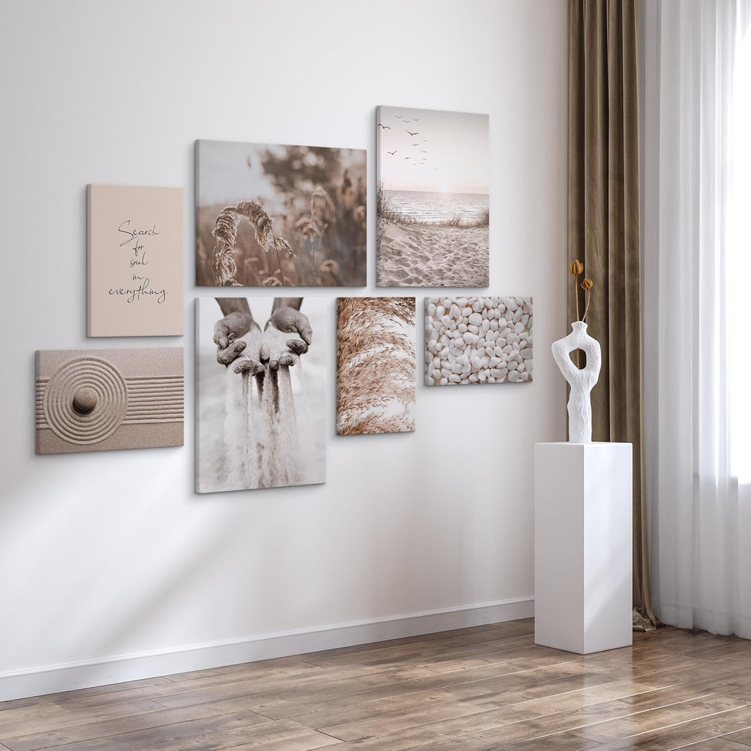 Muralo - Wandbilder Set - Leinwand Bilder Aufhängefertig in Boho Stil - das Leinwandbilder - Bilder