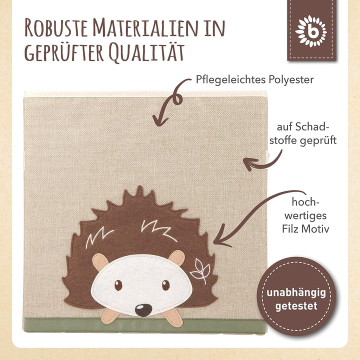 Bieco Aufbewahrungsbox Baby Igel | Aufbewahrungskorb Kinder | Aufbewahrungsbox Kinder 33x33x33 wie K