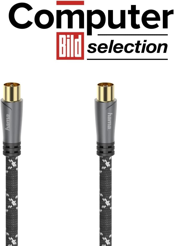 Hama Antennenkabel Koax 10 m lang 120 dB (Koax Stecker - Kupplung, Koaxialkabel HD TV, 8K, zur Verbi