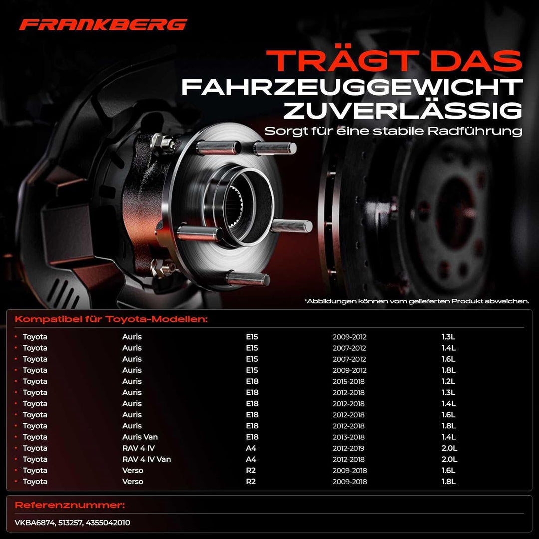 Frankberg 1x Radnabe Radlagersatz unterstützt die ABS-Funktion Vorderachse Kompatibe mit Au.ris ADE1