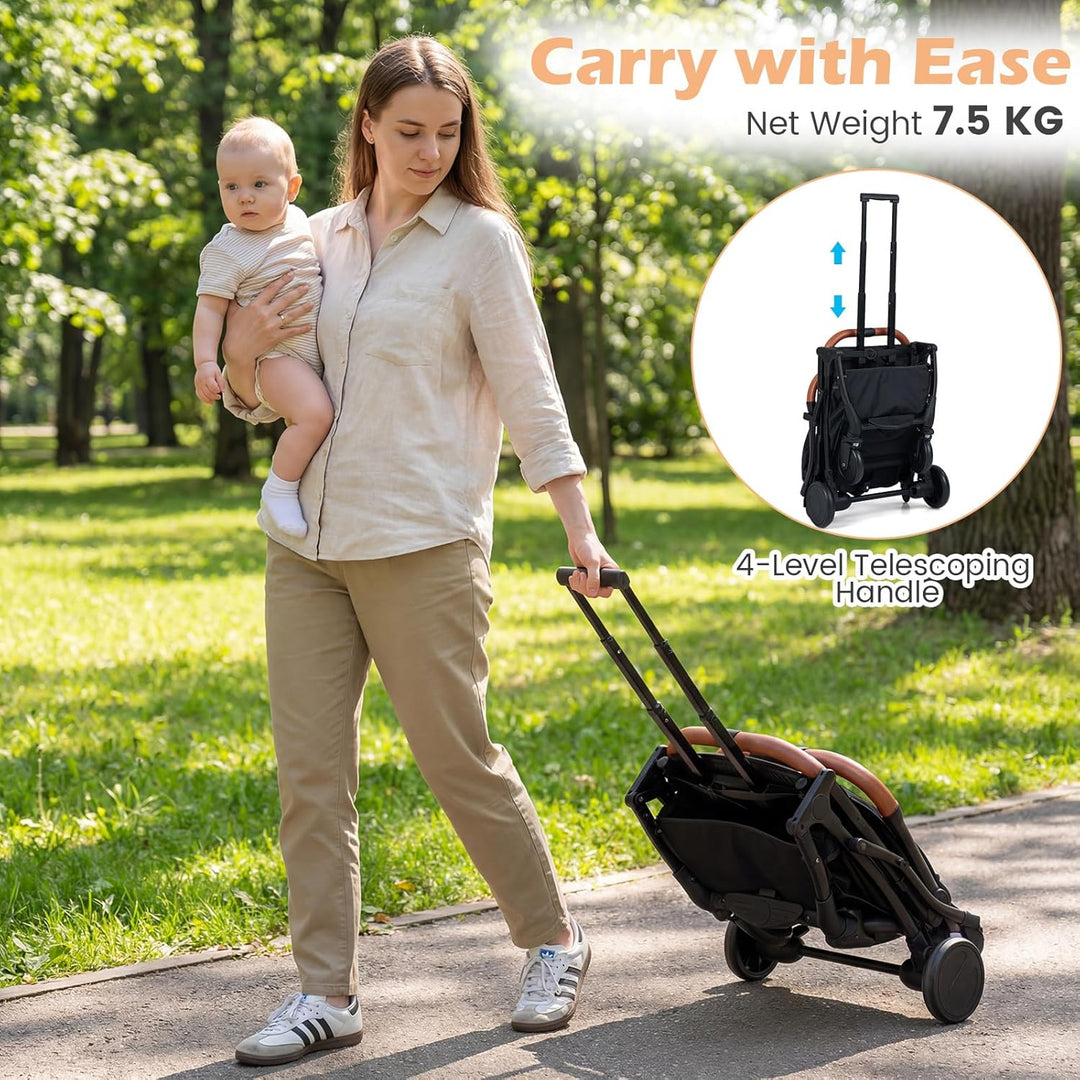 COSTWAY Kinderwagen klappbar mit Regenschutz, Reisebuggy mit verstellbarem Rückenlehne, Fussstütze,