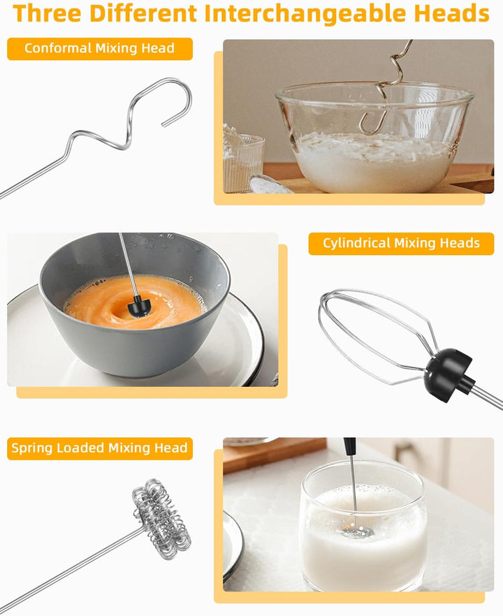 Elektrischer Milchaufschäumer,Milk Frother,Elektrischer Schneebesen,Mini Handmixer,USB-C Aufladbar A