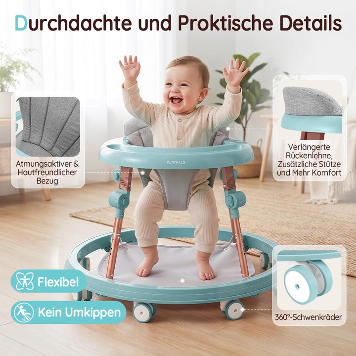 PlayPals 3-in-1 Baby Lauflernhilfe mit Fusspolster für Babys von 6–18 Monaten Mint, Mint