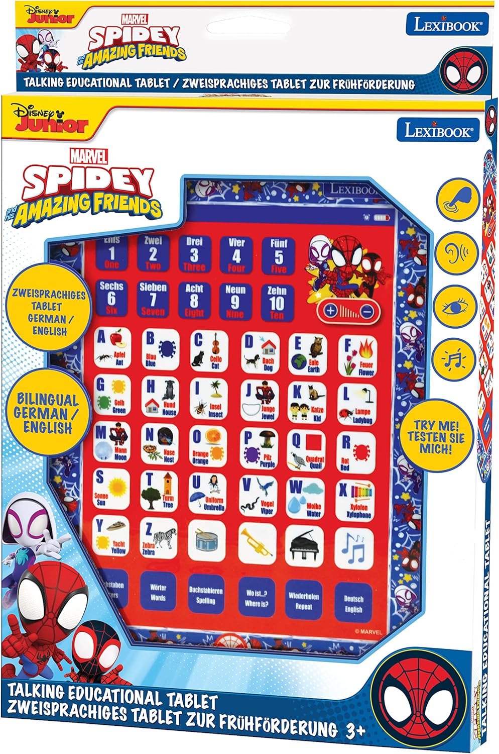 Lexibook, Spidey & Seine super Freunde, Pädagogisches zweisprachiges Lerntablett, Spielzeug zum Erle