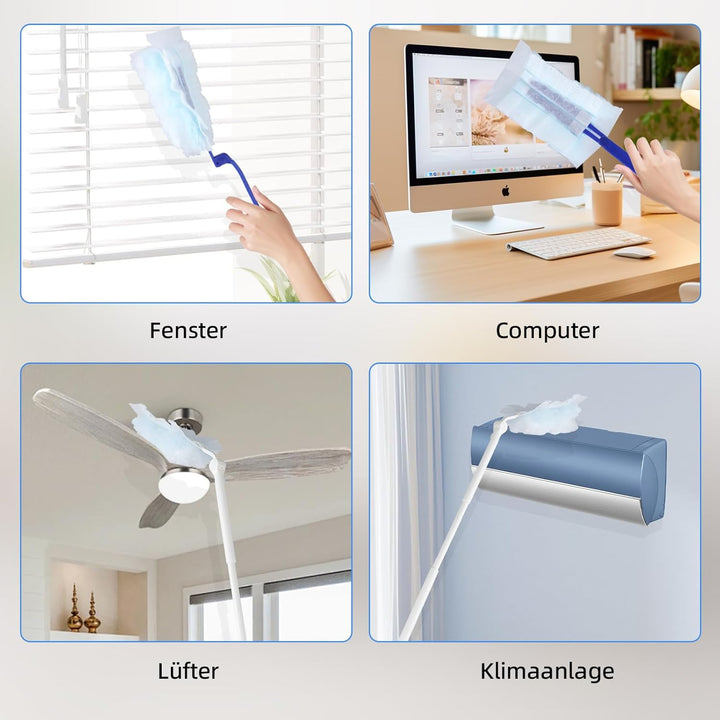 42 Stück Swiffer Staubmagnet Nachfüllpack Set,Swiffer Staubwischer mit 2 Handgriff, Staubwedel für S