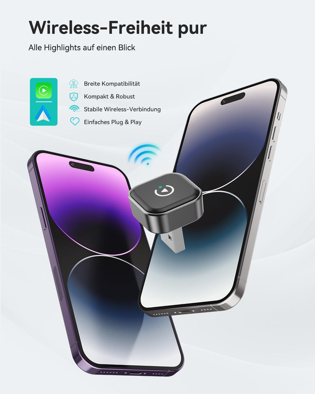 Spedal 2026 CarPlay Wireless Adapter — Ultra Mini 2-in-1 Android Auto Adapter, WiFi 6 & Bluetooth 5.