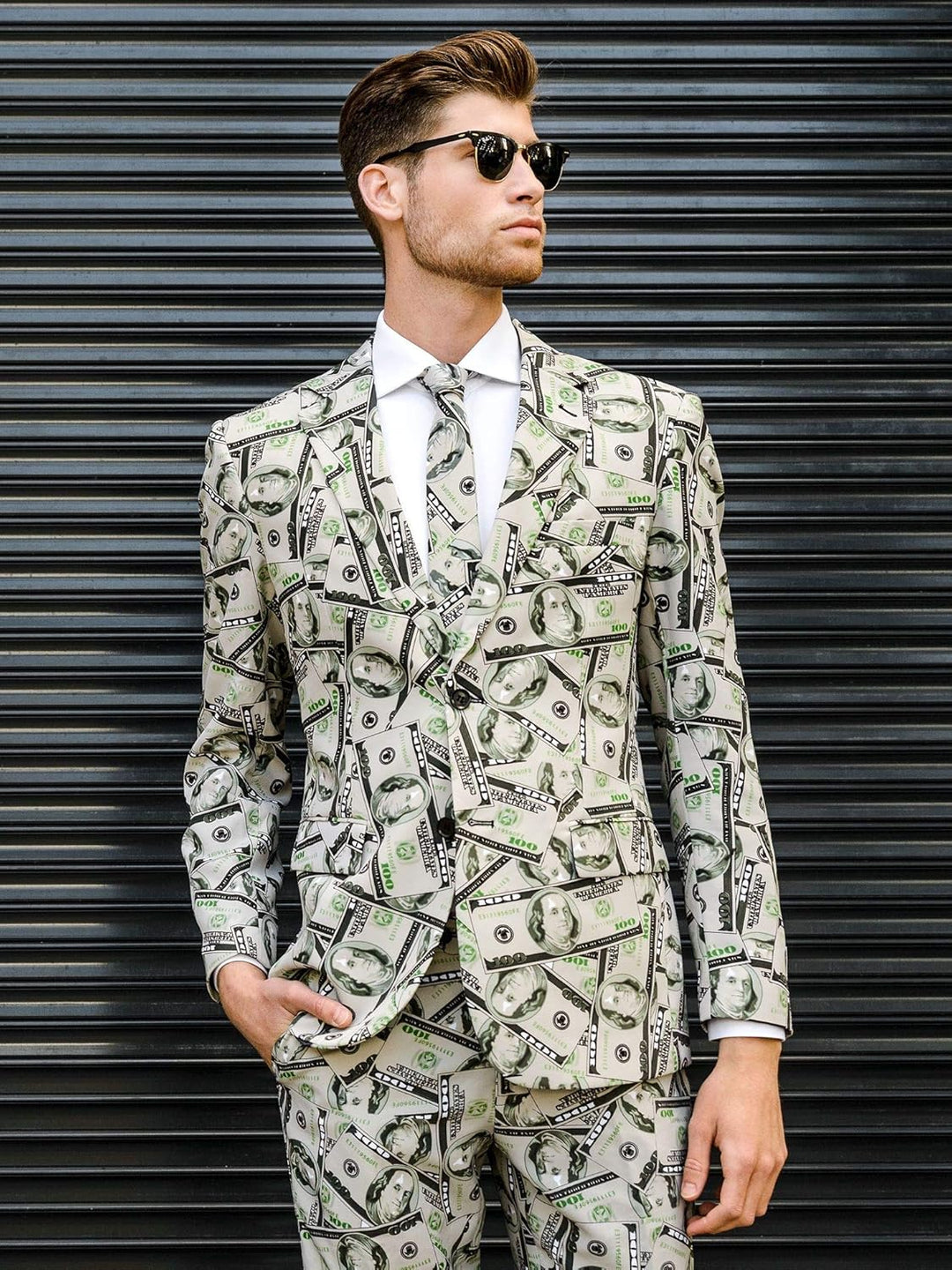 OppoSuits Lustige Abschlussball Anzüge für Herren - Komplettes Set: Jackett, Hose und Krawatte , Meh